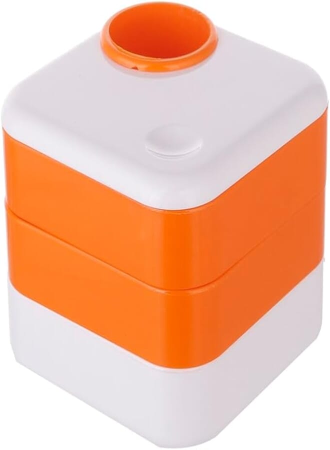 3A DG-6914 Plastic Square Pen Holder 3 Drawer 10X10X9 CM - White and Orange